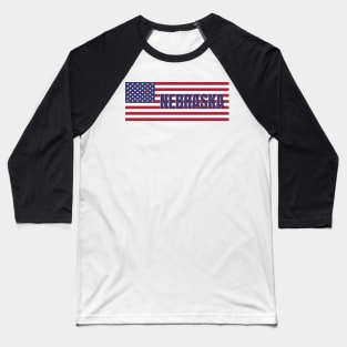 Nebraska State in American Flag Baseball T-Shirt